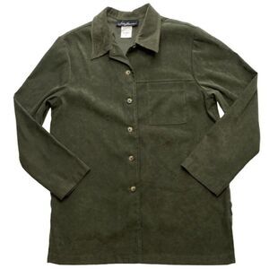 Jeno Neuman Moleskin Long Sleeve Button Down Olive‎ Green Top sz Small